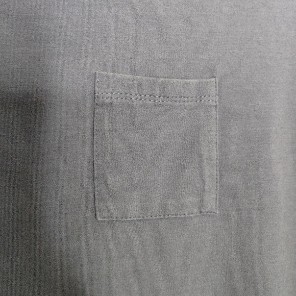 Soft Surroundings Grey Blue Long Sleeve Sheer Back High Low Pocket Tee Size 1X - Picture 3 of 8